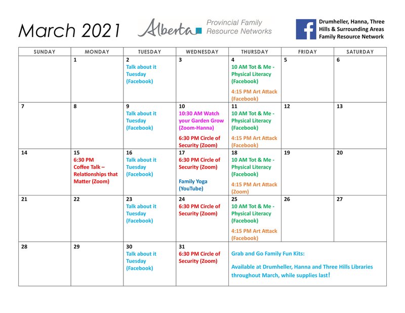 March 2021 Program Calendar